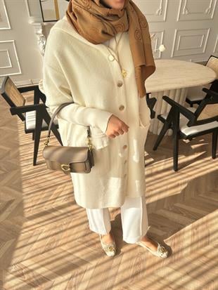 Erica Angora Uzun Hırka Ekru