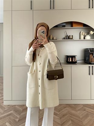 Erica Angora Uzun Hırka Ekru