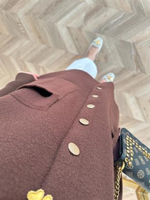 Erica Angora Uzun Hırka Kahverengi