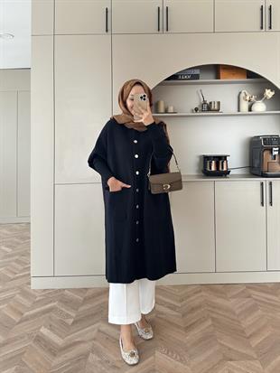 Erica Angora Uzun Hırka Siyah