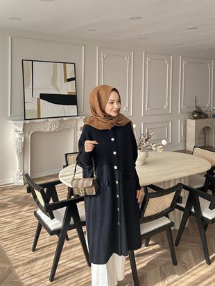 Erica Angora Uzun Hırka Siyah
