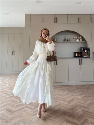 Estelle Tül Etekli Takım Beyaz (8055)