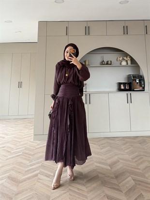 Estelle Tül Etekli Takım Mürdüm (8055)