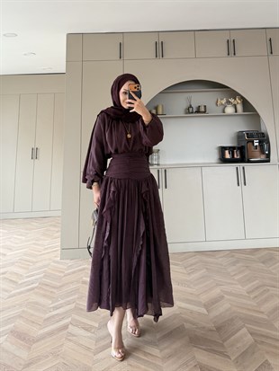 Estelle Tül Etekli Takım Mürdüm (8055)
