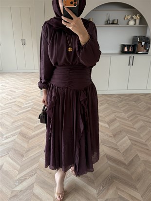 Estelle Tül Etekli Takım Mürdüm (8055)