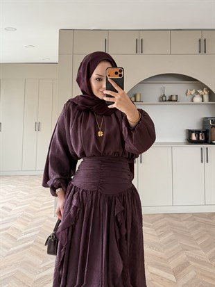 Estelle Tül Etekli Takım Mürdüm (8055)