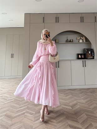Estelle Tül Etekli Takım Pembe (8055)