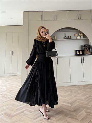 Estelle Tül Etekli Takım Siyah (8055)