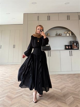 Estelle Tül Etekli Takım Siyah (8055)