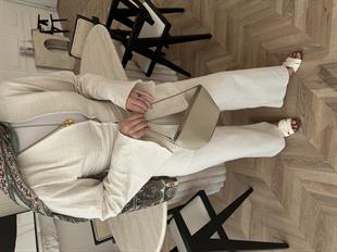 Evla Keten Takım Bej