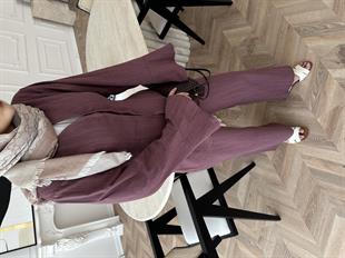 Evla Keten Takım Bordo