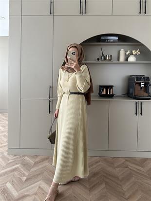 Eylül Triko Elbise Bej