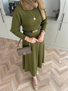  Eylül Triko Elbise Haki 