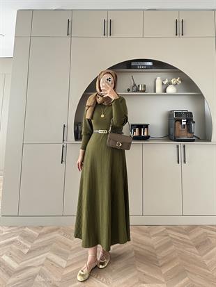  Eylül Triko Elbise Haki 