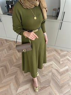  Eylül Triko Elbise Haki 