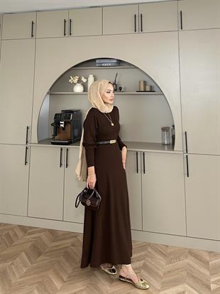  Eylül Triko Elbise Kahverengi