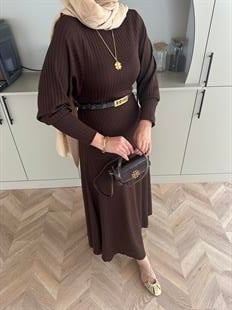  Eylül Triko Elbise Kahverengi