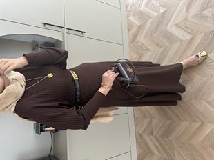  Eylül Triko Elbise Kahverengi