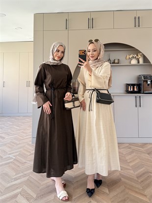 Eyyo Keten Elbise Acı Kahve (3335)