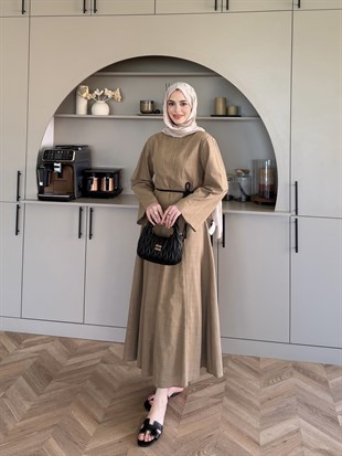 Eyyo Keten Elbise Camel (3335)