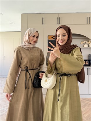 Eyyo Keten Elbise Camel (3335)