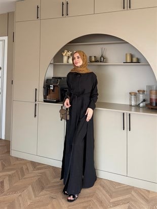 Fairy Yırtmaç Detaylı Pantolonlu Takım Siyah (8058)