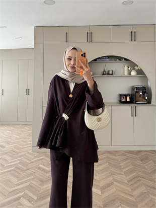 Farbo Yandan Bağlamalı Broşlu Cupra Takım Mürdüm (4413)