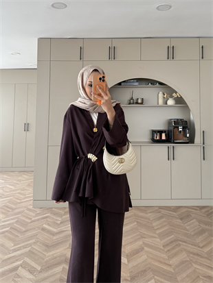 Farbo Yandan Bağlamalı Broşlu Cupra Takım Mürdüm (4413)