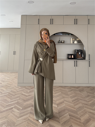 Farbo Yandan Bağlamalı Broşlu Cupra Takım Haki (4413) 