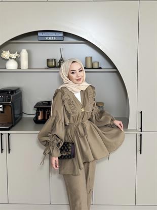 Faye Pantolonlu Takım Kahve 