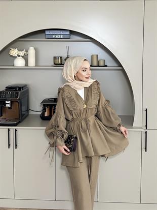 Faye Pantolonlu Takım Kahve 