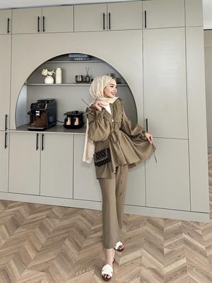 Faye Pantolonlu Takım Kahve 