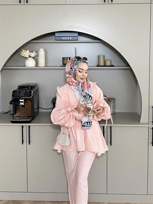 Faye Pantolonlu Takım Pudra