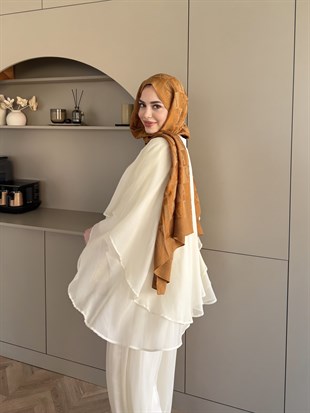 Feely Yarasa Kol Pantolonlu Takım Ekru (5799)