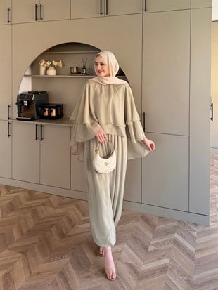 Feely Yarasa Kol Pantolonlu Takım Yeşil (5799)