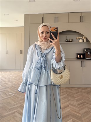 Felis Fırfırlı Etekli Takım Bebe Mavisi (3090)