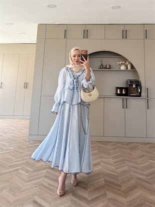 Felis Fırfırlı Etekli Takım Bebe Mavisi (3090)