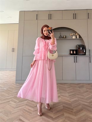Felis Fırfırlı Etekli Takım Pembe (3090)