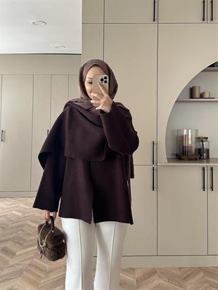 Ferla Şal Yaka Hırka Acı Kahve