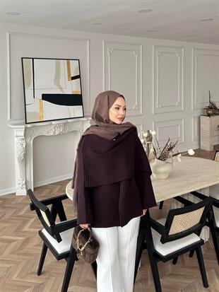 Ferla Şal Yaka Hırka Acı Kahve