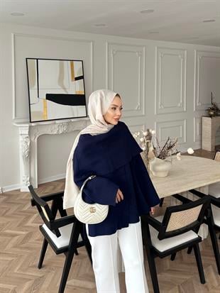 Ferla Şal Yaka Hırka Lacivert