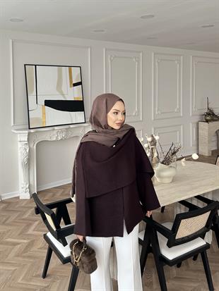 Ferla Şal Yaka Hırka Mürdüm