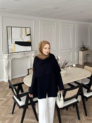 Ferla Şal Yaka Hırka Siyah
