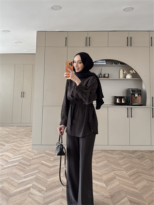 Fiola Taşlı Takım Kahve (4404)