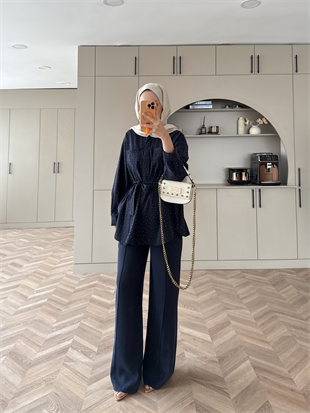 Fiola Taşlı Takım Lacivert (4404)