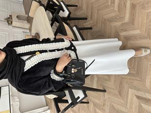 Fırfır Detaylı Peluş Hırka Siyah