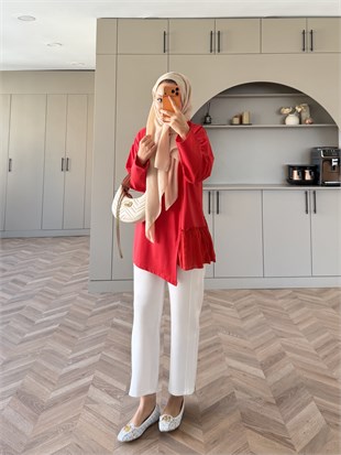 Fisto Detaylı Sweat Kırmızı (3525)