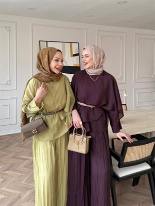 Flair Asimetrik Kesim Pantolon Takım Mürdüm (8050)
