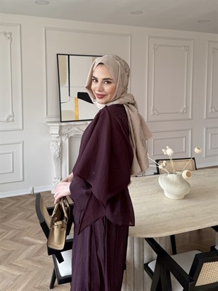 Flair Asimetrik Kesim Pantolon Takım Mürdüm (8050)