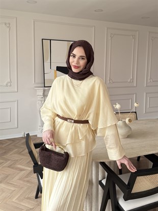 Flair Asimetrik Kesim Pantolon Takım Butter Yellow (8050)
